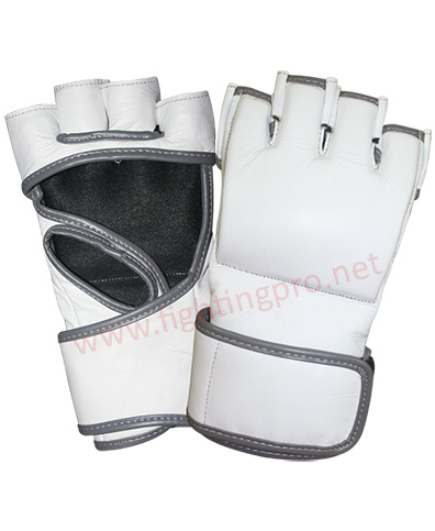 mma-fight-grappling-gloves-combat-sports-gear-cowhide leather-white-grey